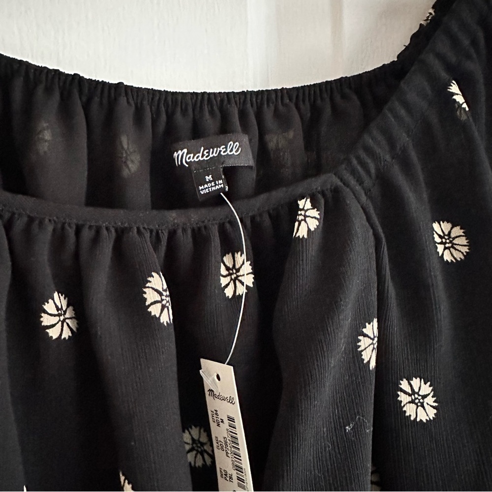 Madewell (Re)sourced‎ Georgette Square-Neck Smock-Waist Top in Bloom Dot Medium - Picture 7 of 9